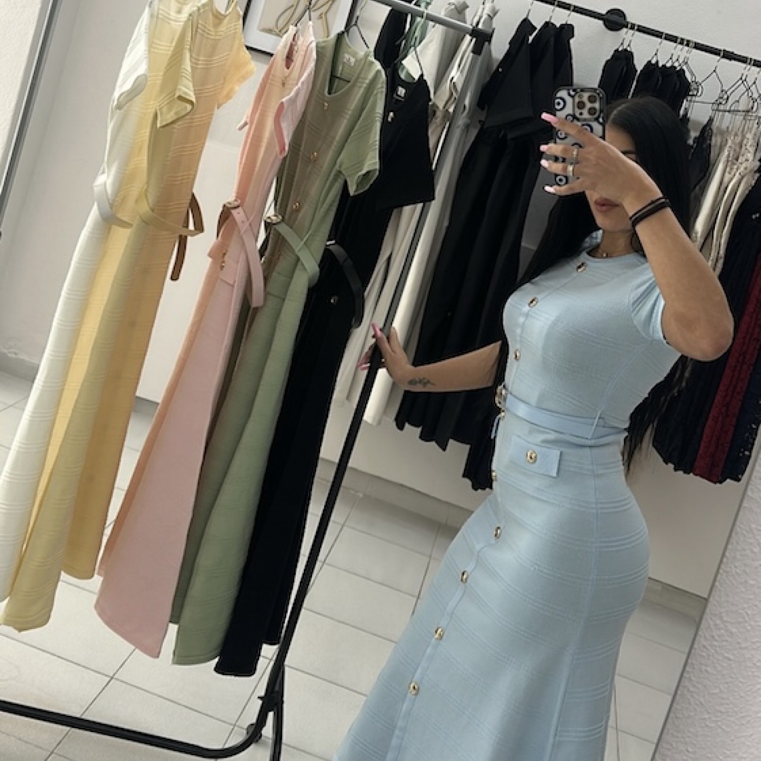 Amelia Midi Dress-White 