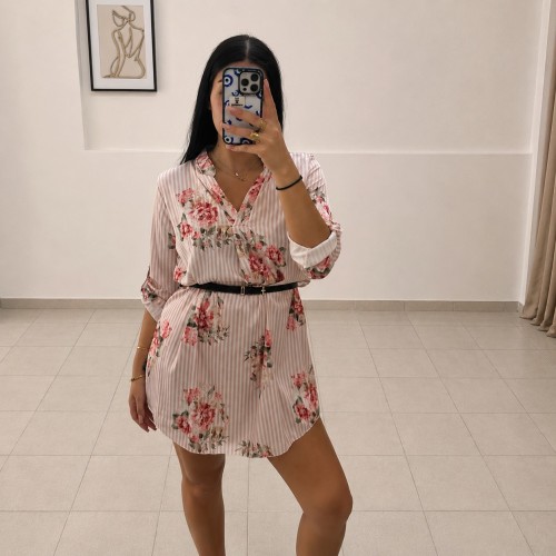 Blush Bloom Shirt Dress-Pink