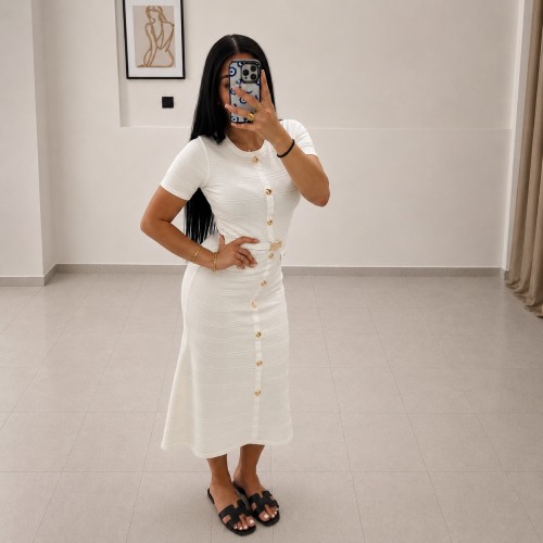 Amelia Midi Dress-White 