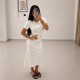 Amelia Midi Dress-White 