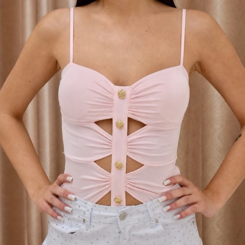 Aurora Cut-Out Bodysuit- Pink