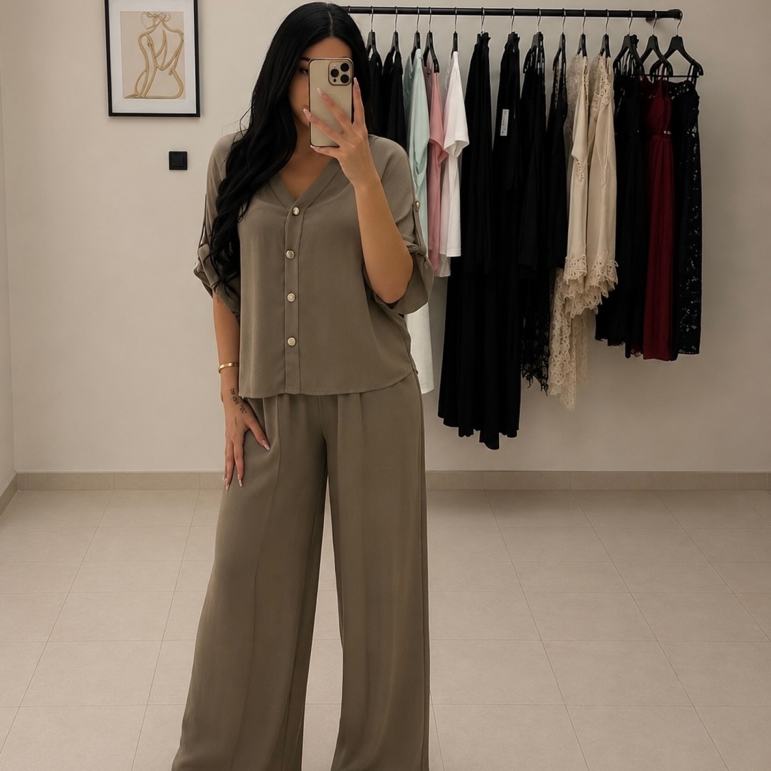 Aura Linen Set-Taupe