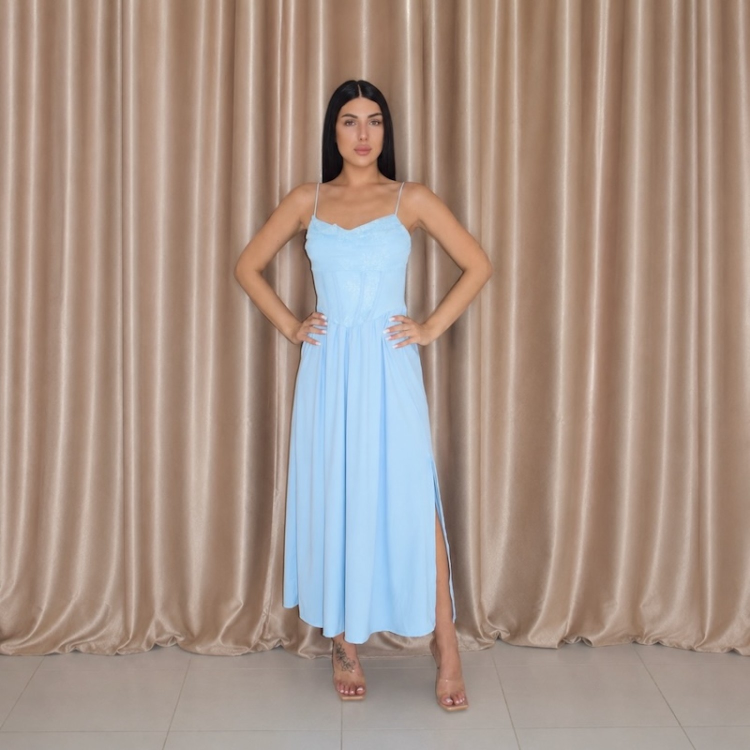 Monroe Corset Dress-Light Blue