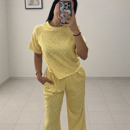 Leopard Print Set-Yellow