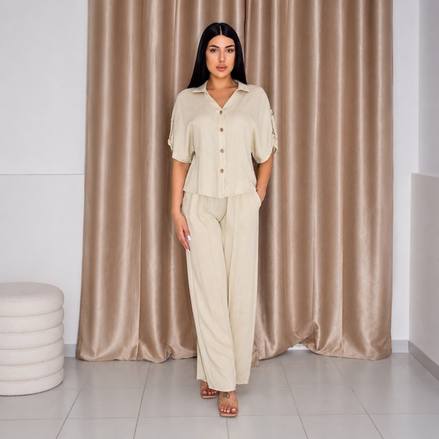 Aura Linen Set-Beige