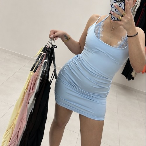 Luna Lace Dress-Light Blue