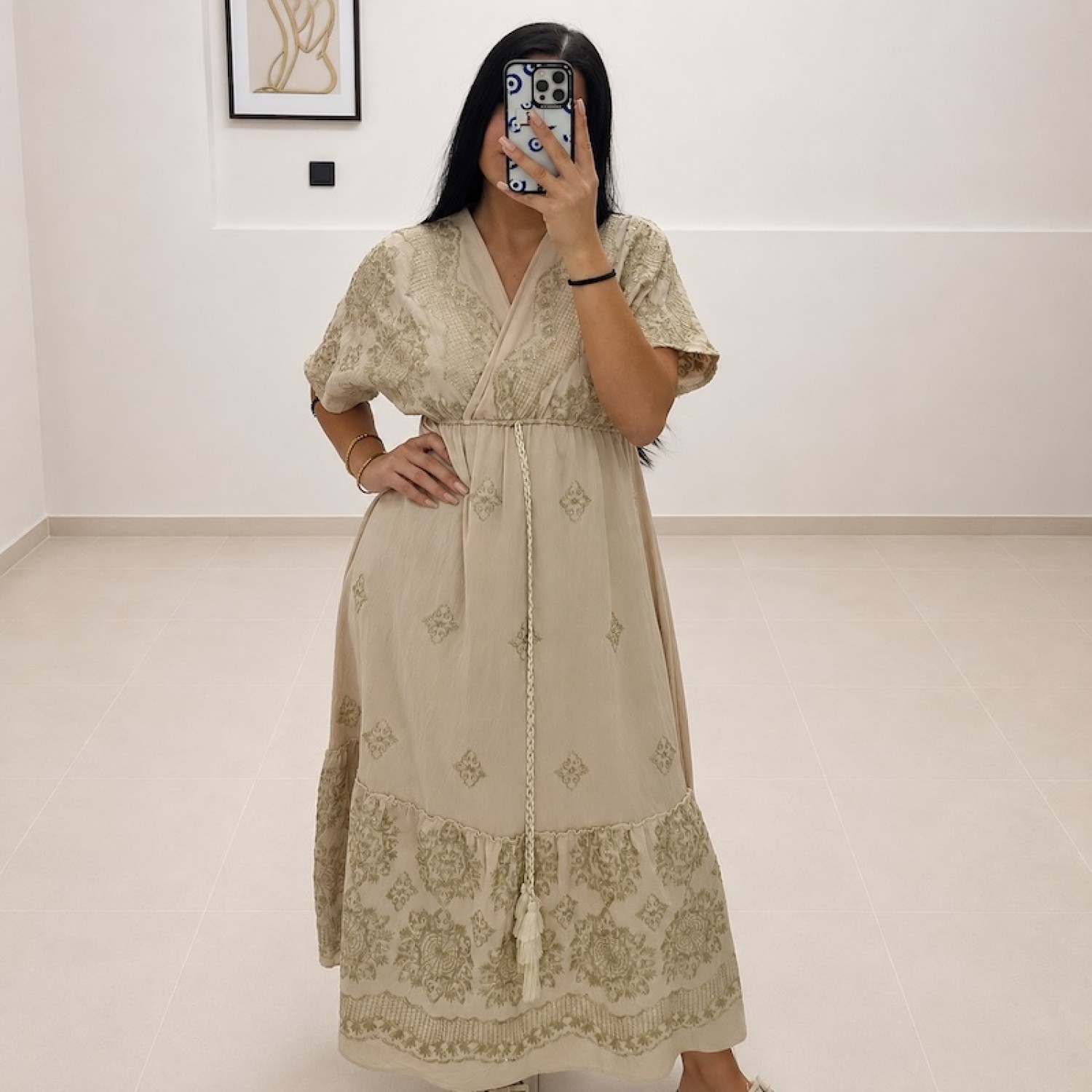 Thalia Boho Dress-Beige
