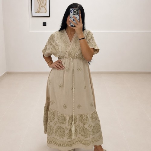 Thalia Boho Dress-Beige