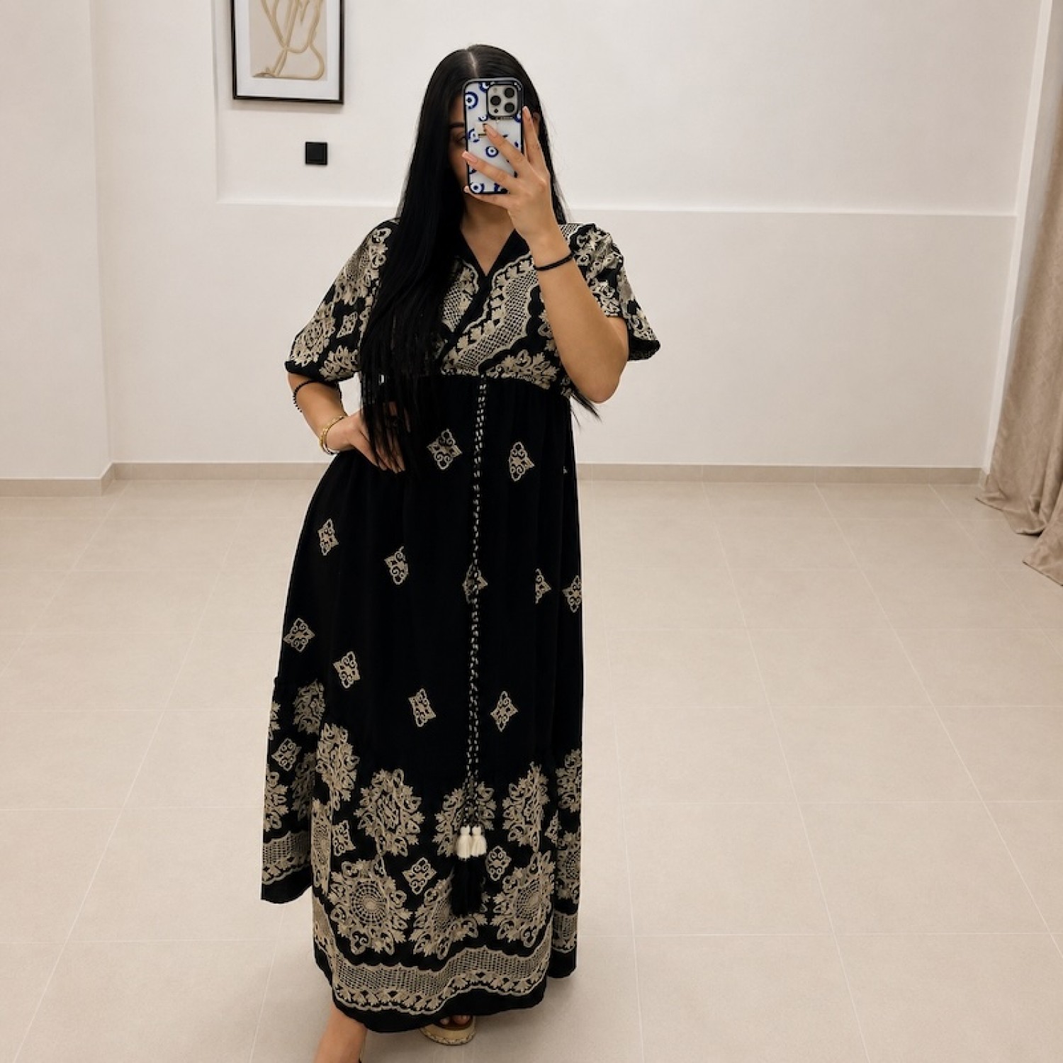 Thalia Boho Dress-Black