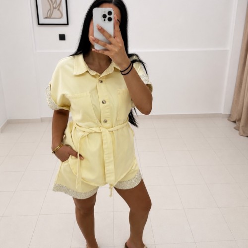 Denim Glow Set-Yellow