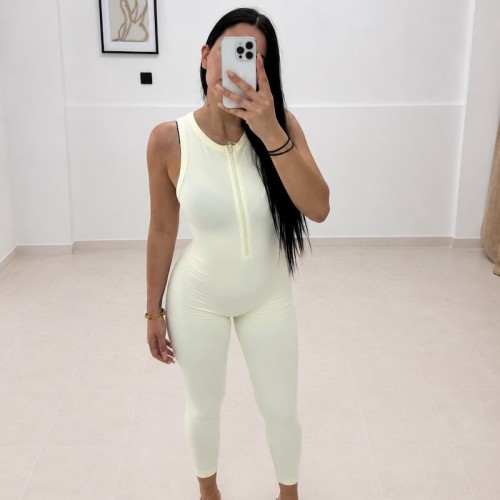 Sculpt Zip Jumpsuit-Banana Yellow