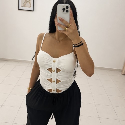 Aurora Cut-Out Bodysuit-White