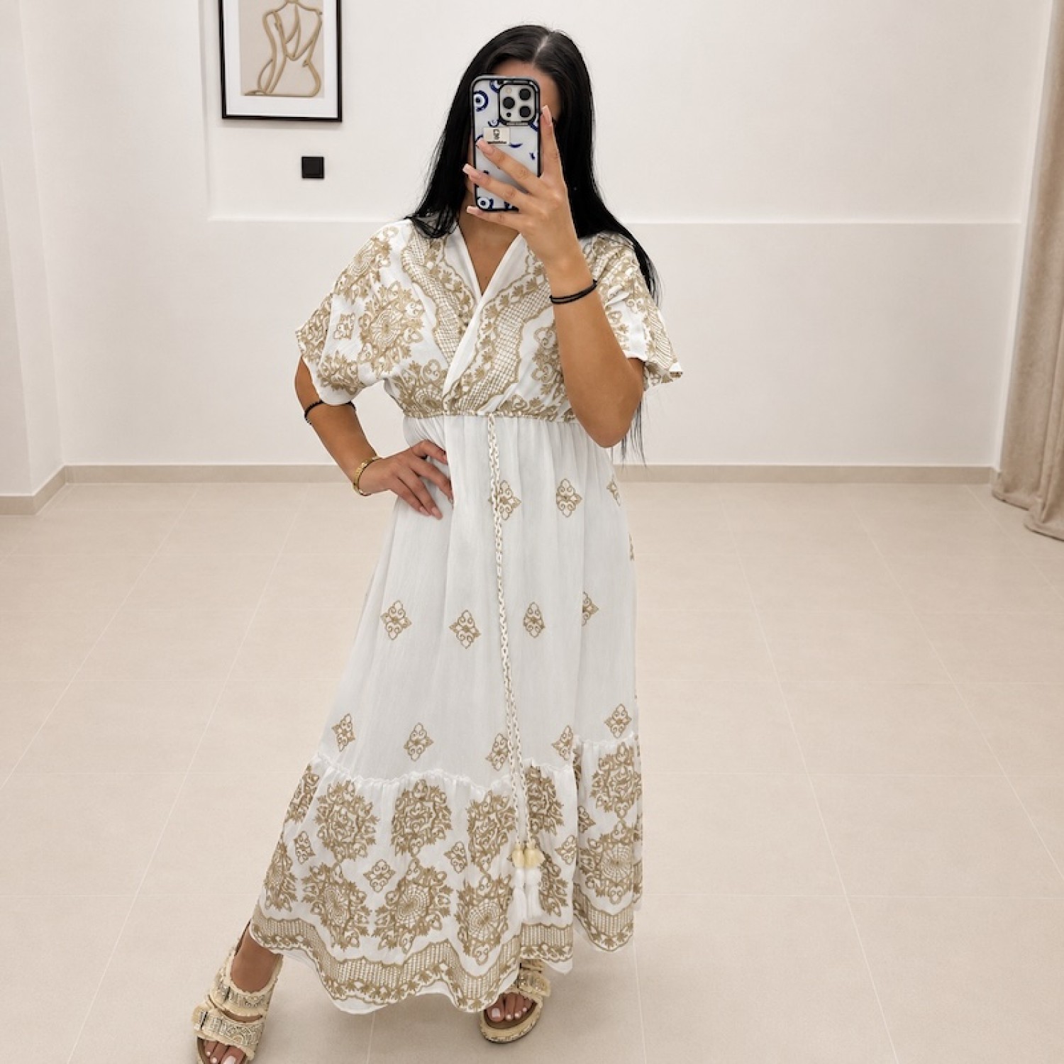 Thalia Boho Dress-White